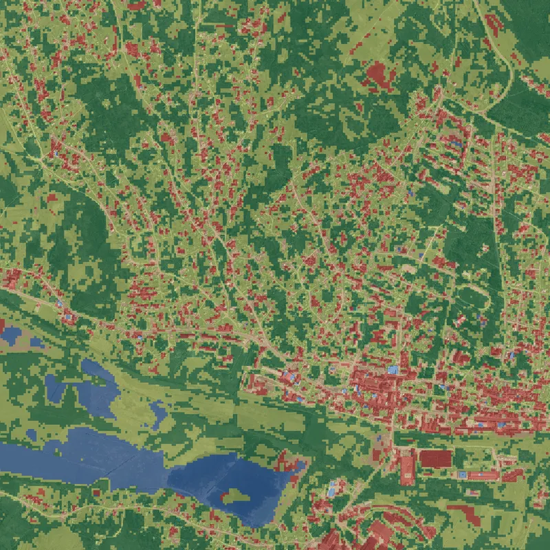 Zoom de détail : bâti rural distingué sur l’orthophoto 20 cm au cœur de la ville de Călărași