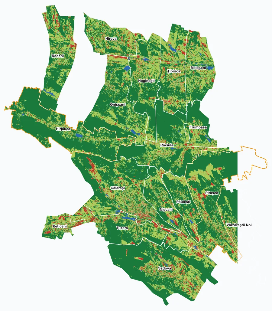 Carte multitemporelle consolidée du cluster CL06 — classification en 5 classes de l’occupation du sol